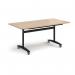 Rectangular deluxe flip top meeting table with black frame 1600mm x 800mm -Kendal oak DFLP16-K-KO
