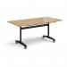 Rectangular deluxe flip top meeting table with black frame 1600mm x 800mm - oak DFLP16-K-O