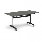 Rectangular deluxe flip top meeting table with black frame 1600mm x 800mm - Onyx Grey DFLP16-K-OG