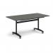 Rectangular deluxe flip top meeting table with black frame 1600mm x 800mm - Onyx Grey DFLP16-K-OG