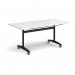 Rectangular deluxe flip top meeting table with black frame 1600mm x 800mm - white DFLP16-K-WH