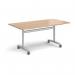 Rectangular deluxe flip top meeting table with silver frame 1600mm x 800mm - beech DFLP16-S-B