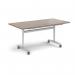 Rectangular deluxe flip top meeting table with silver frame 1600mm x 800mm -Barcelona Walnut DFLP16-S-BW