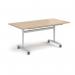 Rectangular deluxe flip top meeting table with silver frame 1600mm x 800mm - Kendal oak DFLP16-S-KO
