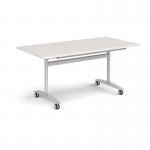 Rectangular deluxe flip top meeting table with silver frame 1600mm x 800mm - Light Grey DFLP16-S-LG