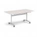 Rectangular deluxe flip top meeting table with silver frame 1600mm x 800mm - Light Grey DFLP16-S-LG