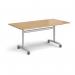 Rectangular deluxe flip top meeting table with silver frame 1600mm x 800mm - oak DFLP16-S-O