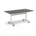 Rectangular deluxe flip top meeting table with silver frame 1600mm x 800mm - Onyx Grey DFLP16-S-OG