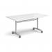 Rectangular deluxe flip top meeting table with silver frame 1600mm x 800mm - white DFLP16-S-WH