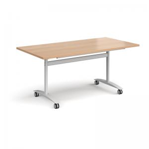 Rectangular deluxe flip top meeting table with white frame 1600mm x