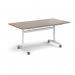 Rectangular deluxe flip top meeting table with white frame 1600mm x 800mm - Barcelona Walnut DFLP16-WH-BW