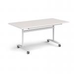 Rectangular deluxe flip top meeting table with white frame 1600mm x 800mm - Light Grey DFLP16-WH-LG