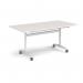 Rectangular deluxe flip top meeting table with white frame 1600mm x 800mm - Light Grey DFLP16-WH-LG