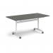 Rectangular deluxe flip top meeting table with white frame 1600mm x 800mm - Onyx Grey DFLP16-WH-OG
