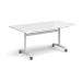 Rectangular deluxe flip top meeting table with white frame 1600mm x 800mm - white DFLP16-WH-WH