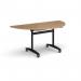 Semi circular deluxe flip top meeting table with black frame 1600mm x 800mm - beech DFLPS-K-B