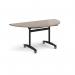 Semi circular deluxe flip top meeting table with black frame 1600mm x 800mm - Barcelona Walnut DFLPS-K-BW