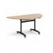 Semi circular deluxe flip top meeting table with black frame 1600mm x 800mm -Kendal oak DFLPS-K-KO