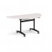 Semi circular deluxe flip top meeting table with black frame 1600mm x 800mm - Light Grey DFLPS-K-LG