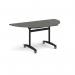 Semi circular deluxe flip top meeting table with black frame 1600mm x 800mm -Onyx Grey DFLPS-K-OG