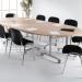 Semi circular deluxe fliptop meeting table with silver frame 1600mm x 800mm - grey oak DFLPS-S-GO