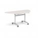 Semi circular deluxe flip top meeting table with silver frame 1600mm x 800mm - Light Grey DFLPS-S-LG