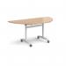 Semi circular deluxe flip top meeting table with white frame 1600mm x 800mm - beech DFLPS-WH-B