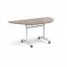 Semi circular deluxe flip top meeting table with white frame 1600mm x 800mm - Barcelona Walnut DFLPS-WH-BW