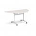 Semi circular deluxe flip top meeting table with white frame 1600mm x 800mm - Light Grey DFLPS-WH-LG