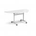 Semi circular deluxe flip top meeting table with white frame 1600mm x 800mm - white DFLPS-WH-WH