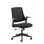 Duffy black mesh back operator chair with black fabric seat and black base DFY300T1-K