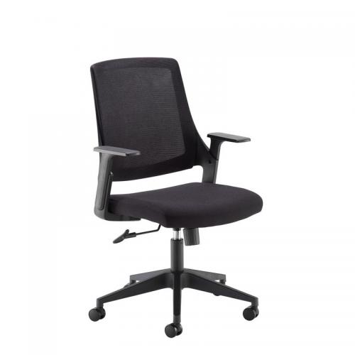 Cheap Stationery Supply of Duffy black mesh back operator chair with black fabric seat and black base DFY300T1-K Office Statationery