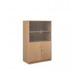 Deluxe combination unit with glass upper doors 1600mm high with 3 shelves - beech