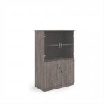 Deluxe combination unit with glass upper doors 1600mm high with 3 shelves - Grey Oak DG16GO
