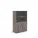 Deluxe combination unit with glass upper doors 1600mm high with 3 shelves - Grey Oak DG16GO