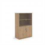 Deluxe combination unit with glass upper doors 1600mm high with 3 shelves - Kendal Oak DG16KO