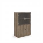 Deluxe combination unit with glass upper doors 1600mm high with 3 shelves - Nebraska Oak DG16NO
