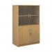 This picture shows a deluxe combination unit from dams Cupboards, standing at 1600mm high. The unit includes glass upper doors and 3 shelves, all made of oak.