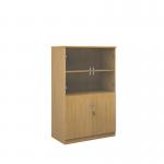 Deluxe combination unit with glass upper doors 1600mm high with 3 shelves - oak DG16O