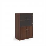 Deluxe combination unit with glass upper doors 1600mm high with 3 shelves - Walnut DG16W