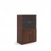 Deluxe combination unit with glass upper doors 1600mm high with 3 shelves - Walnut DG16W