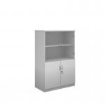 Deluxe combination unit with glass upper doors 1600mm high with 3 shelves - white DG16WH