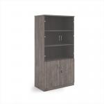 Deluxe combination unit with glass upper doors 2000mm high with 4 shelves - Grey Oak DG20GO