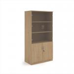 Deluxe combination unit with glass upper doors 2000mm high with 4 shelves - Kendal Oak DG20KO