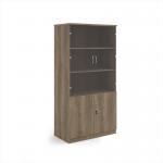 Deluxe combination unit with glass upper doors 2000mm high with 4 shelves - Nebraska Oak DG20NO