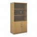 Deluxe combination unit with glass upper doors 2000mm high with 4 shelves - oak DG20O