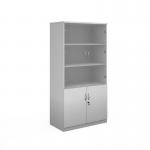 Deluxe combination unit with glass upper doors 2000mm high with 4 shelves - white DG20WH
