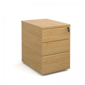 Deluxe 3 drawer mobile pedestal 600mm deep - oak DMP3O