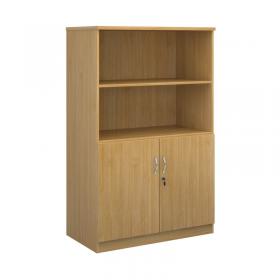 Deluxe combination unit with open top 1600mm high with 3 shelves - oak DO16O