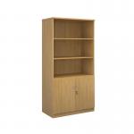 Deluxe combination unit with open top 2000mm high with 4 shelves - oak